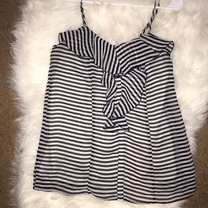 Blue and white tank top.